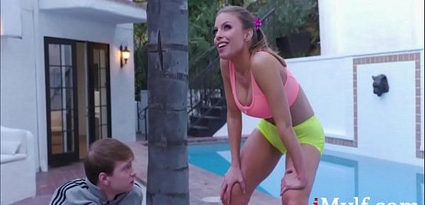  Busty Yoga Mom Helps Son Relax- Britney Amber